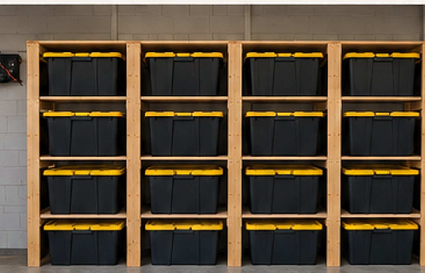 12-tote wood garage storage rack