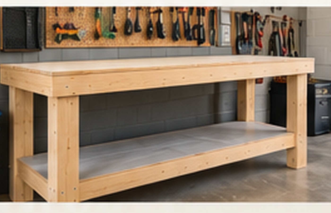 Custom wood garage workbench