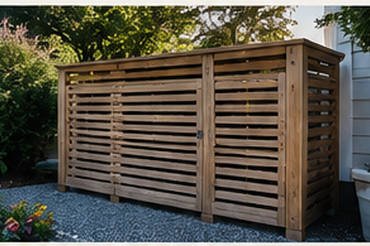 Modern wood outdoor privacy and utility screen