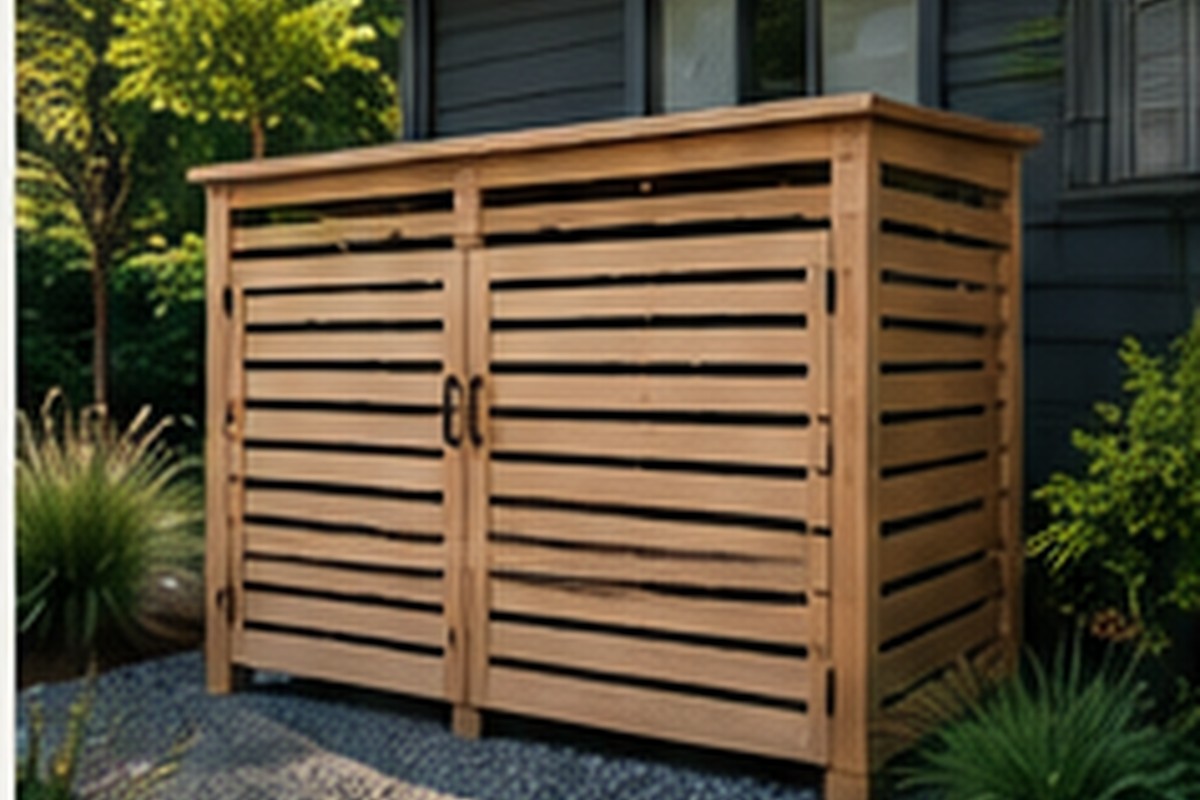 Custom outdoor wood utility enclosure